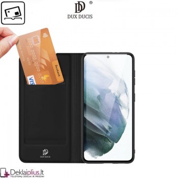 Dux Ducis dirbtinės odos viršelis - juodas (telefonui Samsung S21 Fe)